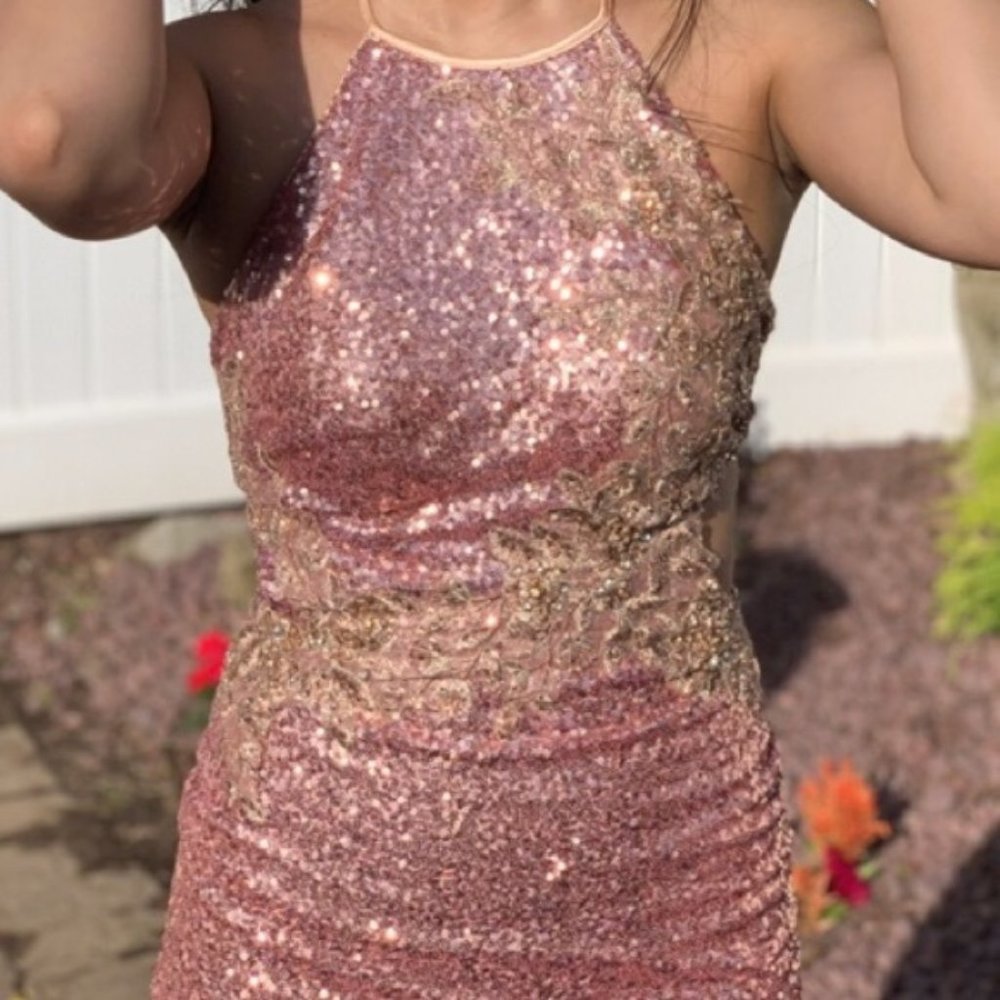 Morrell Maxie Halter Sequin Dress - Picture 13 of 16